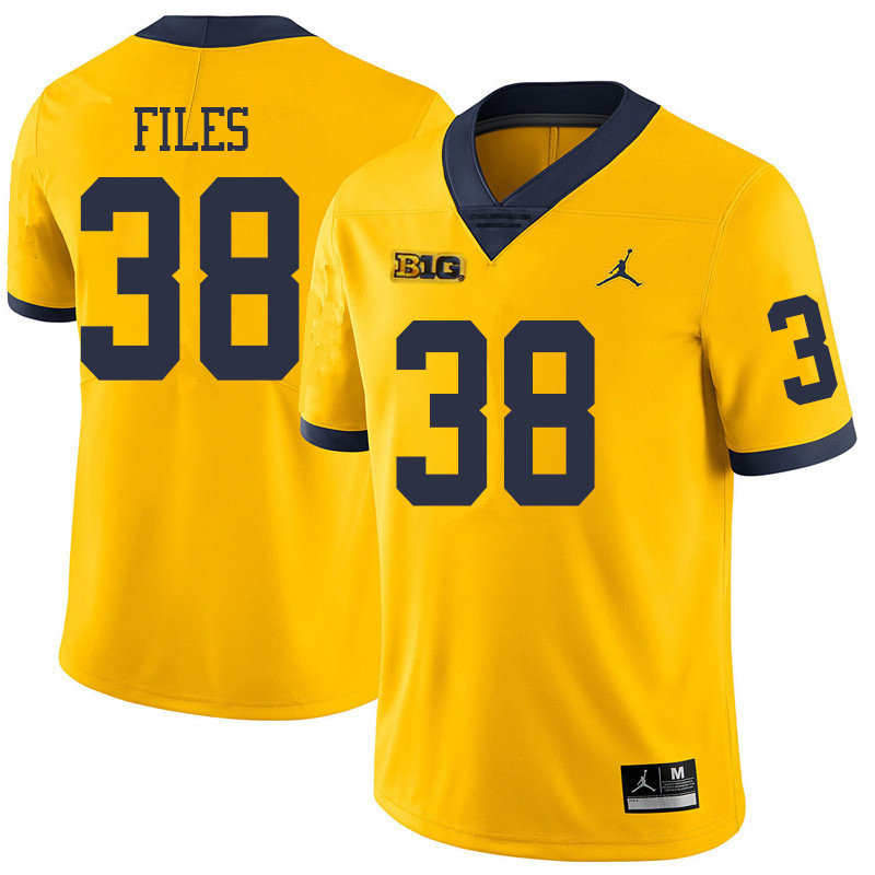 Jordan Brand Men #38 Joseph Files Michigan Wolverines College Football Jerseys Sale-Yellow